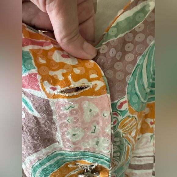 Rickie Freeman for Teri Jon Nites Vintage 80s Silk Sequin Blazer Size 14 FLAWED - Picture 5 of 9